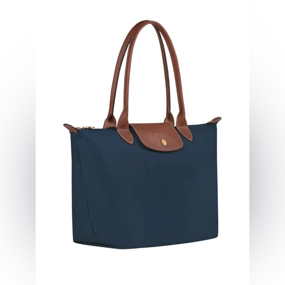 Longchamp Medium Le Pliage Nylon Shoulder Tote Navy or Black and Paper - Picture 7 of 16